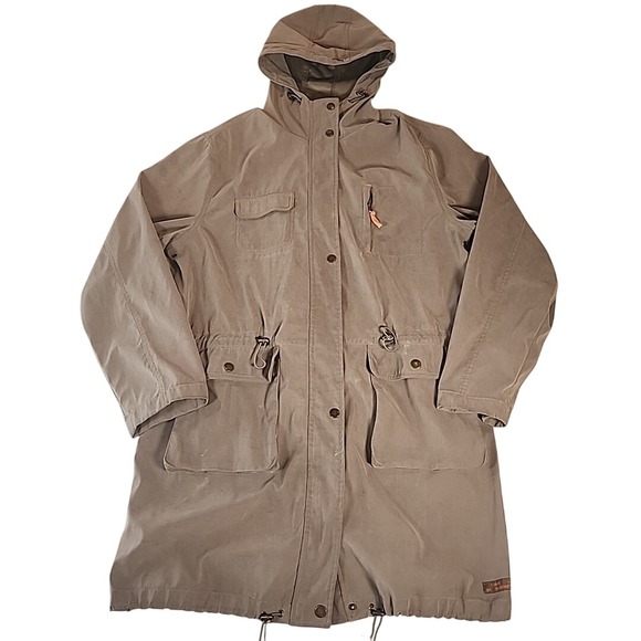 Terre de Marins Womens Tan Brown Hooded Rain Coat Anorak Jacket - Picture 1 of 16